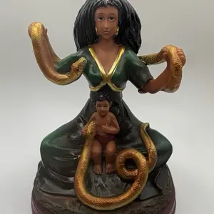 7.5 Santa Marta Dominadora Estatua with Golden Snakes and Child Detail Collectible Figurine
