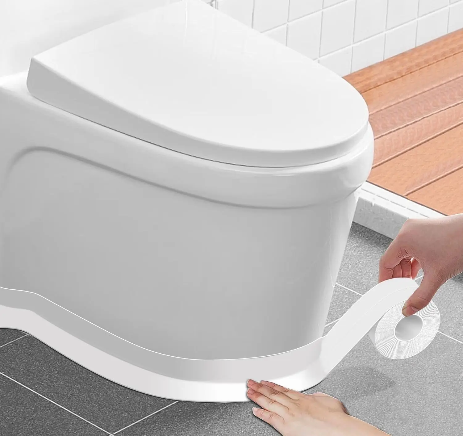 Widened White Caulk Sealant Tape | Waterproof Shower & Toilet Edge Sealing Strip