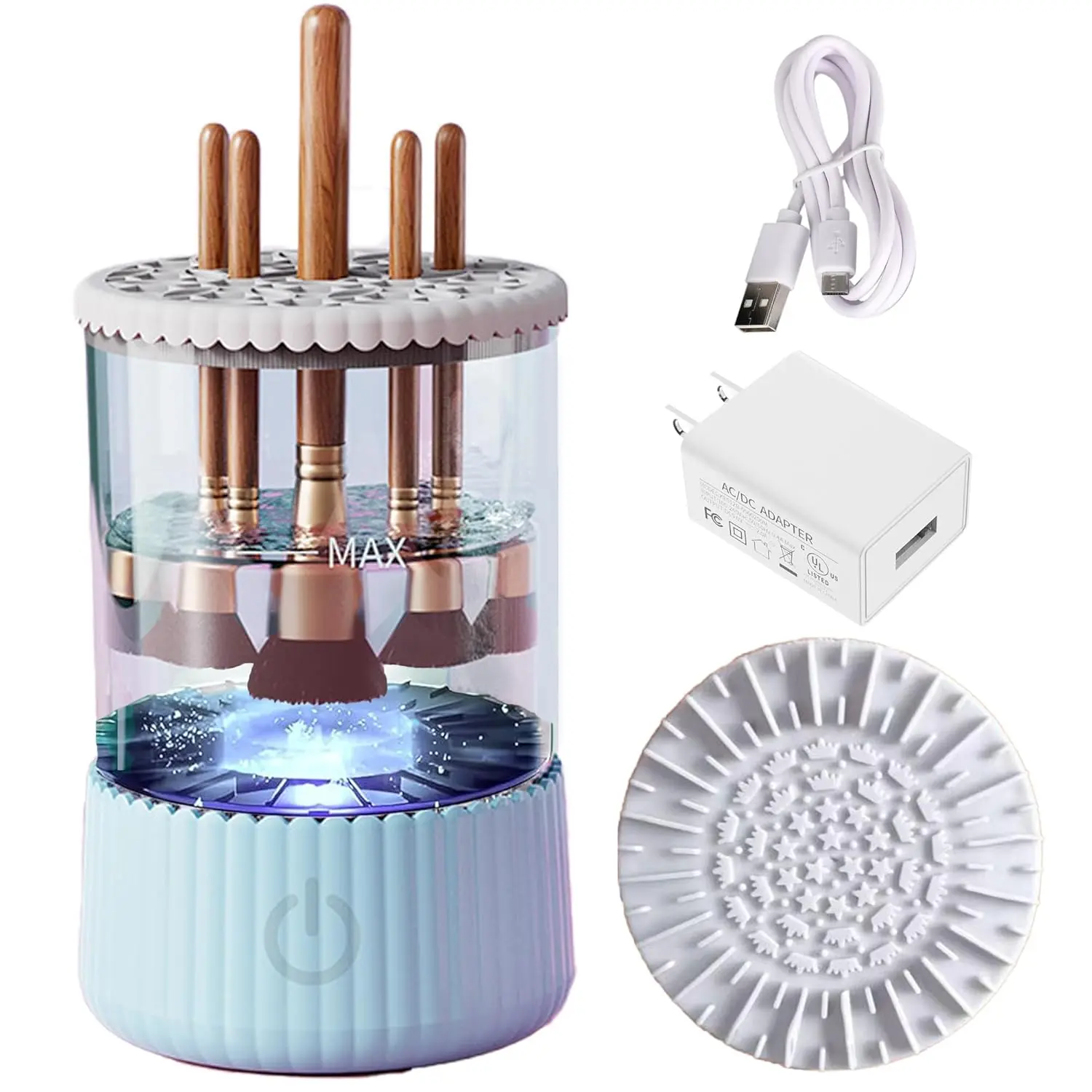 Electric Makeup Brush Cleaner Machine, Portable Efficient Automatic Makeup Brush Cleaners for Thorough Brush Cleaning, Suitable for Most Sizes Brushes