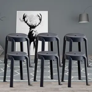 Classic Stackable Plastic Stools - Set of 6