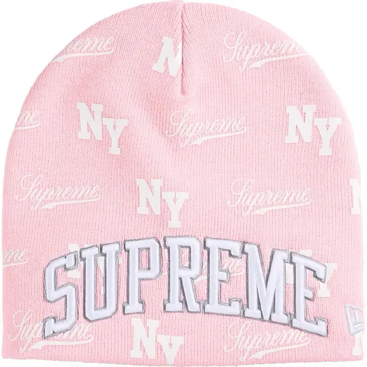 Supreme New Era Monogram Beanie 'Pink'