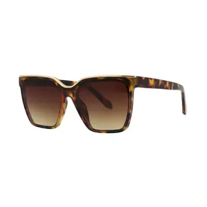 Mad Shade Bold Tortoise Square Frame with Gold Temple Accent UV400 Lens – Oversized Retro 90s Inspired Shades #55