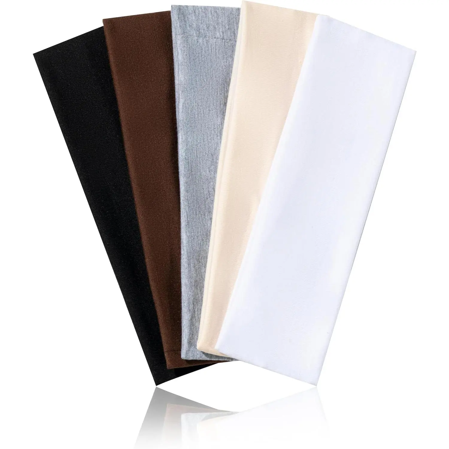 5 count Headbands for Women Non Slip, 5 Colors  Bands for Women's Hair. Soft Cotton Cloth Stretchy Thick Headbands for Running, Yoga, and Exercise