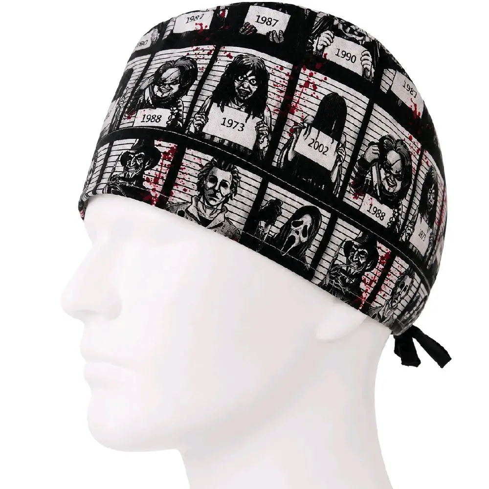 Halloween Scrub Cap - Horror-Inspired Nurse Hat for Gothic Medical Professionals, Spooky Surgical Headwear