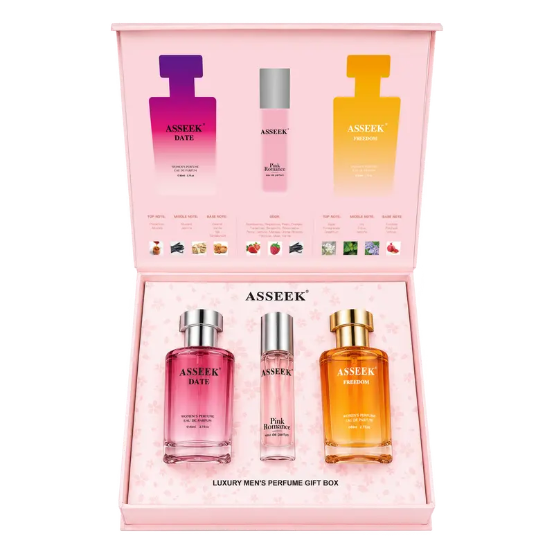 [ASSEEK] Women's Perfume Set - Fragrance Gift Box, 2 Full-Size 2.7oz EDPs, 1 Discovery Mini, Fruity Floral & Amber Gourmand Scents, Long-Lasting, Ideal Gifts for Women for Dates & Everyday Wear