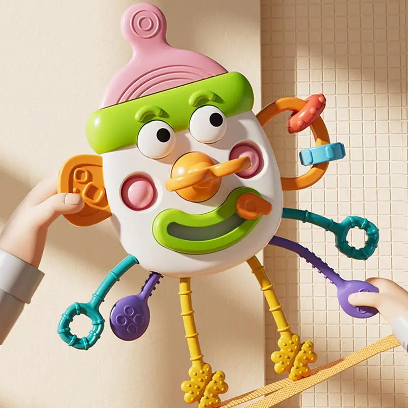 Montessori Baby Toy, Funny Clown Design Baby Pull String Toy, Early Education & Smart Toy for Infant & Toddler, Baby Sensory Toy