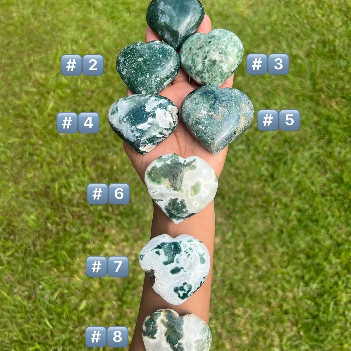 Moss Agate Crystal Hearts Natural Crystals