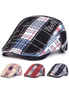 Unisex Colorful Fabric Patchwork Beret Hat, Outdoor Adjustable Sun Protection Casual Cap, Spring & Fall Travel Beach Vacation