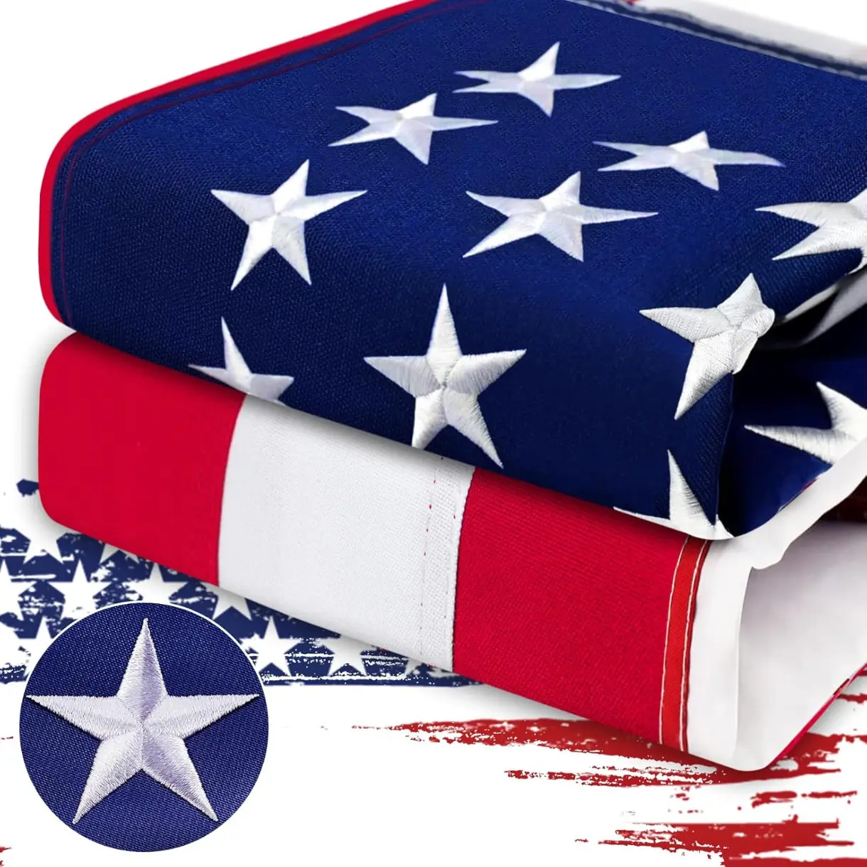100% Embroidered American Flags 3x5 Ft Outside,American Flag Outdoor Heavy Duty,Us Flag 3x5 Longest Lasting Usa Flag, Built For Outdoor Banners Water Proof