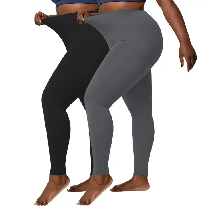2Pack Plus Size Leggings Workout Leggings for Women Leggings Seamless Gym Yoga Pants Black Leggings Women with Pockets Running Leggings
