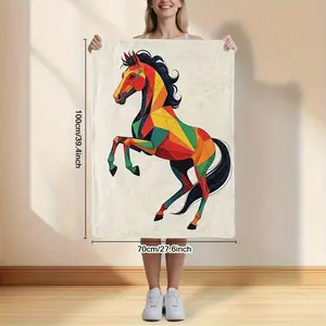 1pc 1pcs Ultra-Soft Flannel Blanket Suitable Sofa Bed Travel - Retro Horse Design Bedspread, Cozy Horse-Themed Bed Cover &, Birthday Mother's Day Size