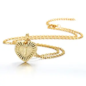 Heart Shaped Love Initial A Z Letter Pendant Charm Necklaces for Women Fashion Gifts 18inch