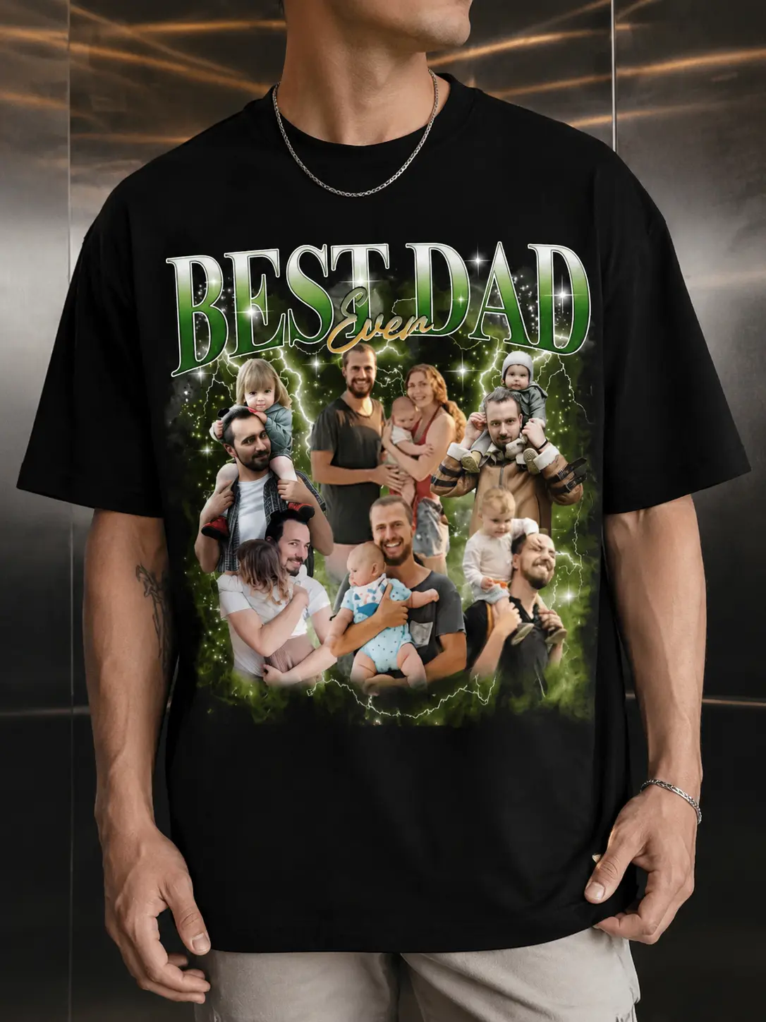 Custom Bootleg Rap Tee Shirt for Dad, 90s Graphic Tee, Best Dad Ever Custom Photo Shirt, Personalized Father’s Day Gift for Dad, Birthday Gift for Dad, Vintage Family Collage Tee, Unique Gift for Father Husband Grandpa