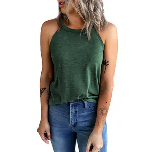 Asvivid Solid Color Crew Neck Tank Top Sleeveless Vest Camisole Womenswear Summer Cute Tops