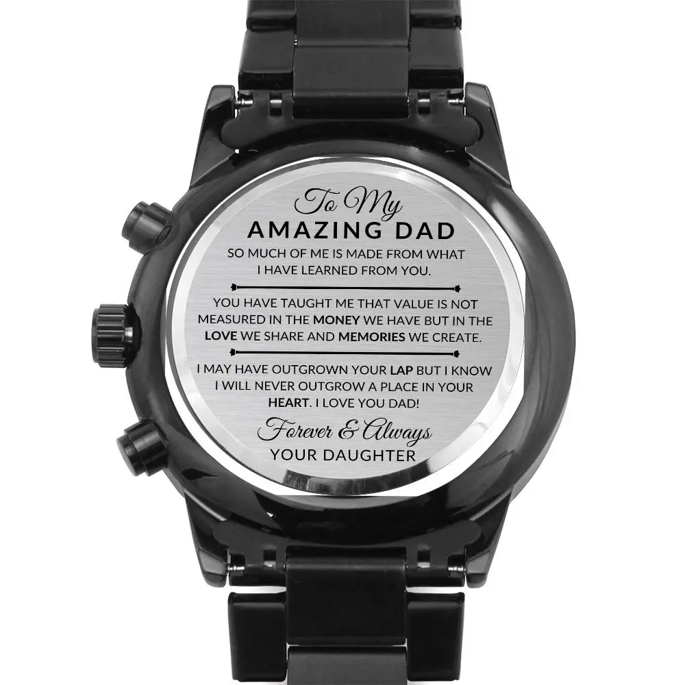 Custom-Engraved Watch for Dad - 38mm Round Stainless Steel Chronograph with Copper Dial, 3ATM Water-Resistant Calendar Function, Men's Gift Idea, Custom-Engraved Message