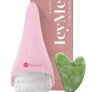 Baimei Ice Roller for Face & Skin Glow Sculpting Facial Roller De-Puffing Cooling & Relaxing Beauty Tool with Gua Sha