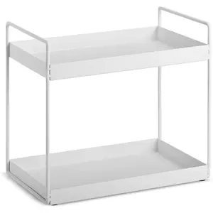 2-Tier Bathroom Countertop Organizer Vanity Tray Cosmetic & Makeup Storage Kitchen Spice Rack Standing Shelf, White