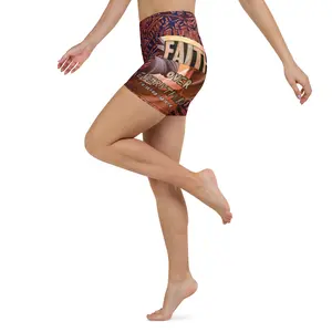 Authentic PHIM™ Women’s “Faith Over Everything” Biker Yoga Shorts – High-Waisted Motivational Activewear
