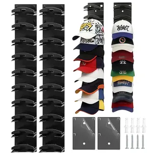 Hat Organizer for Baseball Caps 2-Pack Multilayer Hat Hanger Holder Display,efficient design,sturdy and easy,for Door Closet Cap Organizer Storage with Two Mounting Options Black
