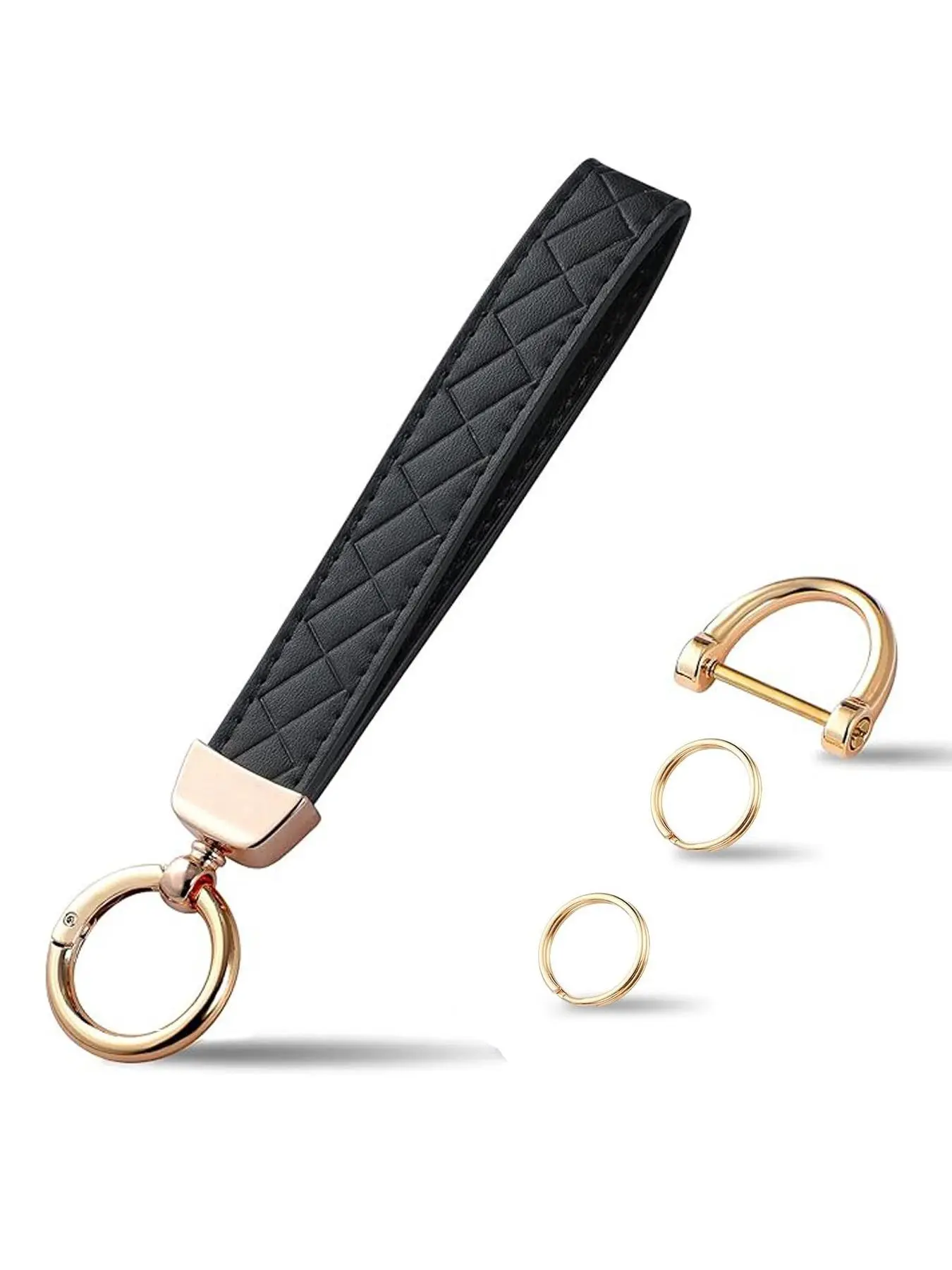 Minimalist Style Wristlet Leather Keychain, Car Key Chain Holder with 2 Key Ring & Anti-lost D Ring, Modern Minimalist Style Key Fob Wristband for Women, Keychain Accessory, Keyring