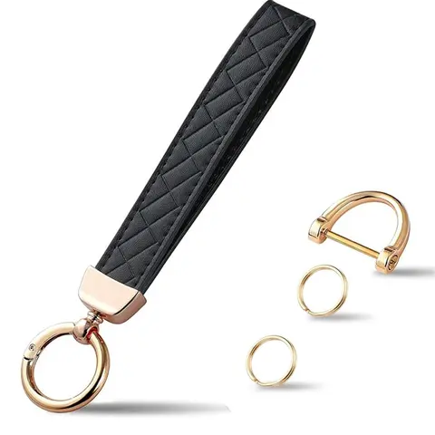 Minimalist Style Wristlet Leather Keychain, Car Key Chain Holder with 2 Key Ring & Anti-lost D Ring, Modern Minimalist Style Key Fob Wristband for Women, Keychain Accessory, Keyring, Wristlet for Keys