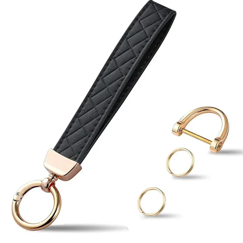 Minimalist Style Wristlet Leather Keychain, Car Key Chain Holder with 2 Key Ring & Anti-lost D Ring, Modern Minimalist Style Key Fob Wristband for Women, Keychain Accessory, Keyring, Wristlet for Keys