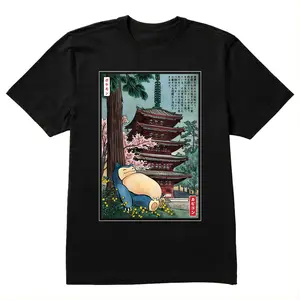 Snorlax Vintage Tee |   Relaxed Pokemon Shirt Anime Design |   Japanese Sleep Scene T-Shirt for Pokemon Fans