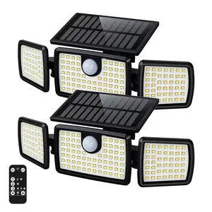 (2 Packs) Solar Outdoor Lights 2500LM 210LED SecurityLights,3 Heads Dimmable SpotLights with 3Modes,IP65 Waterproof 270° Wide-Angle Lighting for Patios Garages and Gardens & Gifts For Men