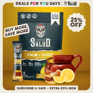 Salud 2-in-1 [Calm + Sleep – Lemon Honey] Nighttime Drink Mix, Agua Fresca, Melatonin, Magnesium, Saffron Extract, L-Theanine, Relaxation & Sleep Support, Non-GMO, Gluten Free, Vegan, Low Calorie, 1g Sugar (15 Servings)
