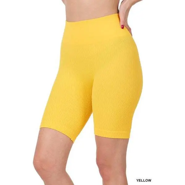 NEON Seamless Ribbed High Waist Bike Shorts, Seamless Cycling Shorts, Athletic Shorts