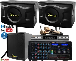 IDOlmain ASM42 | Dual High Performance Wireless Microphones with 6000W Bluetooth Mixing Amplifier and 2000W Speakers With Subwoofer Home Karaoke System