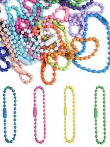 20/100/200 Piece Colorful Bead Chains, Mixed Metal Ball Chains with Connectors, Ideal for DIY Keychains, Tags, Decorations, Wallets