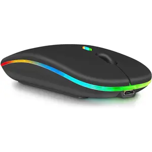 UrbanX 2.4GHz & Bluetooth Mouse, Rechargeable Wireless LED Mouse for Amazon Fire HD 10 Plus (2021) Also Compatible with TV/Laptop/PC/Mac/iPad pro/Computer/Tablet/Android - Onyx Black