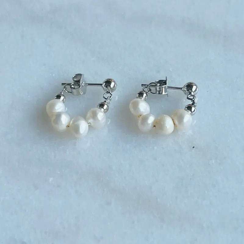 Arracadas de perla de mar. Plata Italiana 925