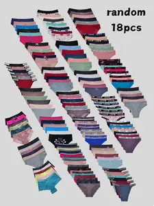 18pcs Pack Randomly Assorted Cotton Lace Bikini Brief Panties for Women in Assorted Colors Comfortable & Sexy Fit