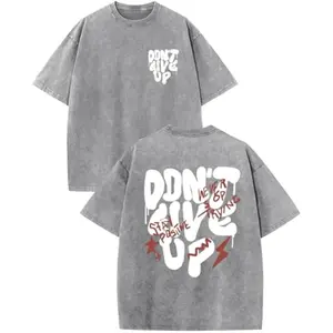 Oversized Tshirts for Men Graphic Vintage Tees Streetwear Shirts Acid Wash Tshirt Positive Letter Print Cotton Tops