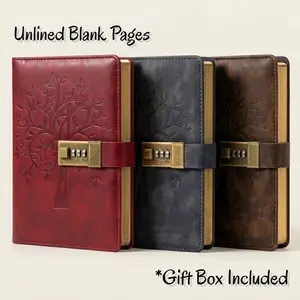 A5 Vintage Sketchbook with Lock, Password Lock Journal Blank Pages for Drawing, Doodling & Creative Journaling, Faux Leather Tree of Life Diary, Gift for Artists Women & Men CAGIE