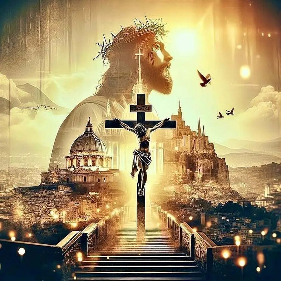1pcs 5D DIY Diamond Painting Kit, 5D Diamond Art Set, DIY Decoration, Jesus, Cross, Architecture. Full Round Drill DIY Diamond Painting Kit, Mosaic, Diamond Art, DIY Home Decor, Handicraft, suitable for Halloween and Christmas. Diamond Pattern Design