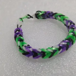Beetlejuice Theme Rubber Band Bracelet - Purple Green Black White Colorway Halloween Inspired Jewelry
