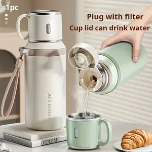 316 Stainless Steel Vacuum Sports Water Bottle Travel Mug with Lid, Tea Filter And Handle, 700Ml/24Oz Portable Coffee Cup, Insulated Water Bottle, Suitable for Outdoor, Travel, Office And Students - Ideal Christmas Gift