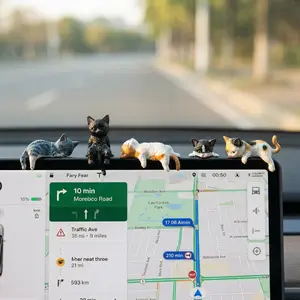 5PCS Mini Cat Desk Companions Resin Multi Pose Cute Cartoon Kitty Figures Funny Office Desk Accessories for Workspace, Cubicle Gift Idea