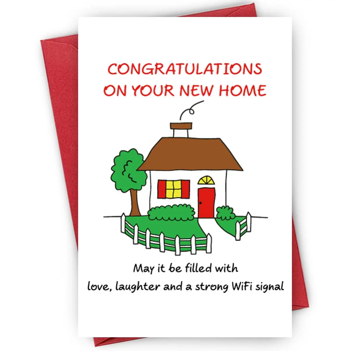 Cartoon House Pattern Congratulations Card with Envelope, 1/3 Counts New Home Housewarming Gift Card, Party Gift for Friend & Family