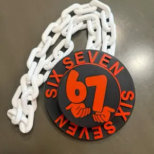 6 7 Spinning Chain - White Chain with 67 Design