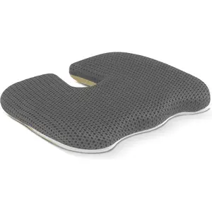 Air Fiber Seat Cushion for Office Chair, Breathable U-Shape   Cushion for Desk Chair, Washable  Chair Pad for Driving & Gaming, Cooling Mesh  Support(Grey, 13.8?*17.7?)
