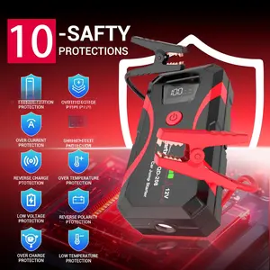 Car Battery Jump Starter, Portable Power Battery Pack 3000A Peak 12V Jump Box for Motorcycle Up to 8L Gas & 6L Diesel 3 Modes Flashlight and Safety Jumper Clamps