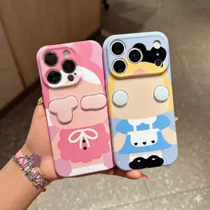 Foundation-colored 3D crying doll case suitable for iPhone 16 Pro Max, iphone15, 14 Pro, trendy 17