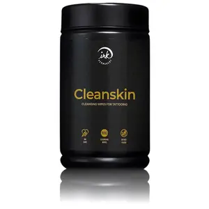 CleanSkin - Toallitas de jabón verde para tatuaje, 100 toallitas previamente empapadas en recipiente, sin pelusas, sin fragancia, sin alcohol, alternativa al jabón para tatuajes para piel limpia, PMU