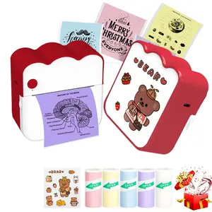 Portable Wireless Mini Printer with 5 Rolls Printing Paper, Thermal Sticker Maker for Text Notes Photos Labels To-Do Lists