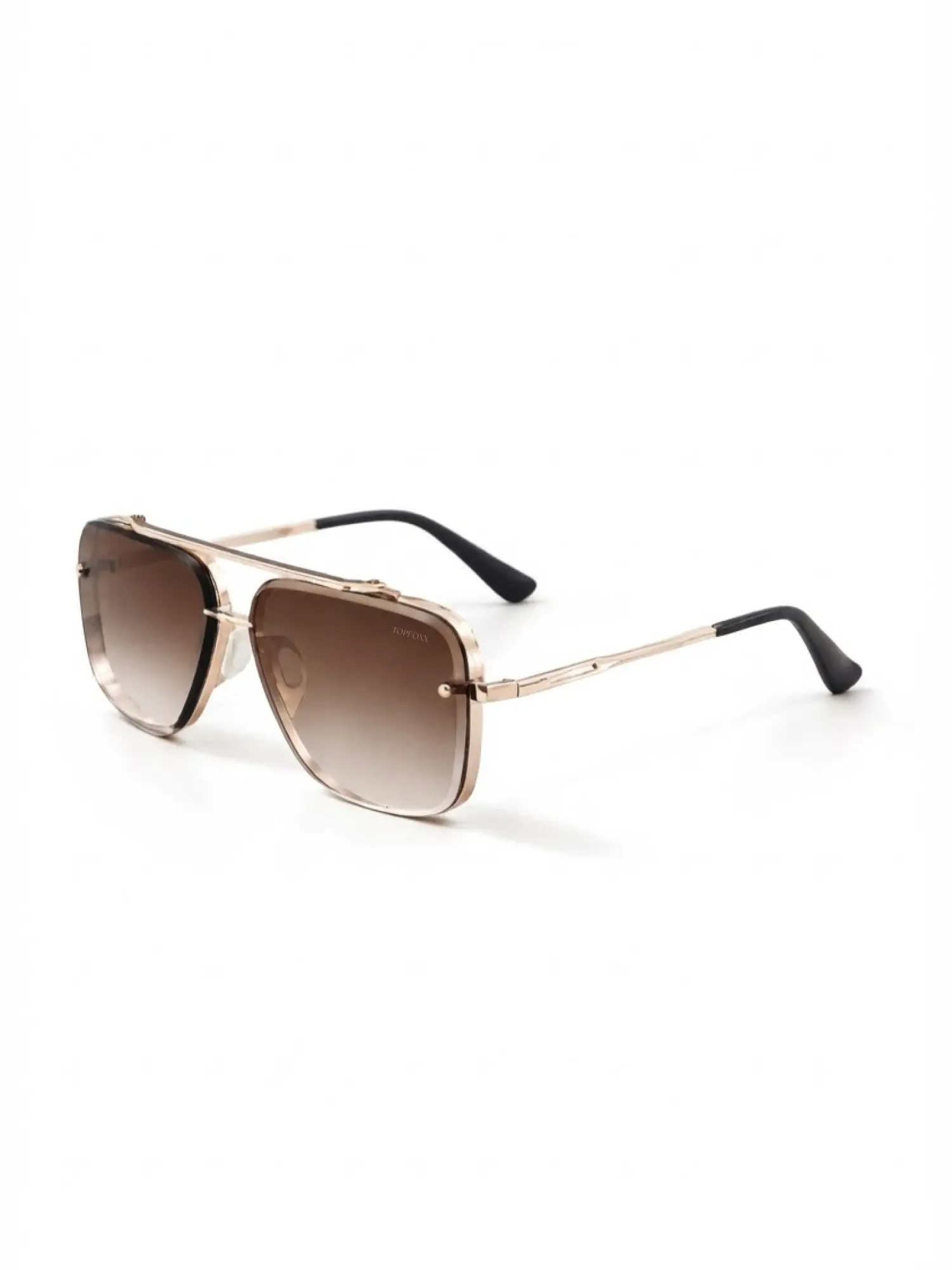 Topfoxx Smaller Bella Aviator Sunglasses - Coffee | Modern Tangle-Free Eyewear with Certified Shatter-Resistant Lenses & UV400 UV Protection - Trendy Stylish Sunglasses for Men & Women - Unisex Fashion Accessories
