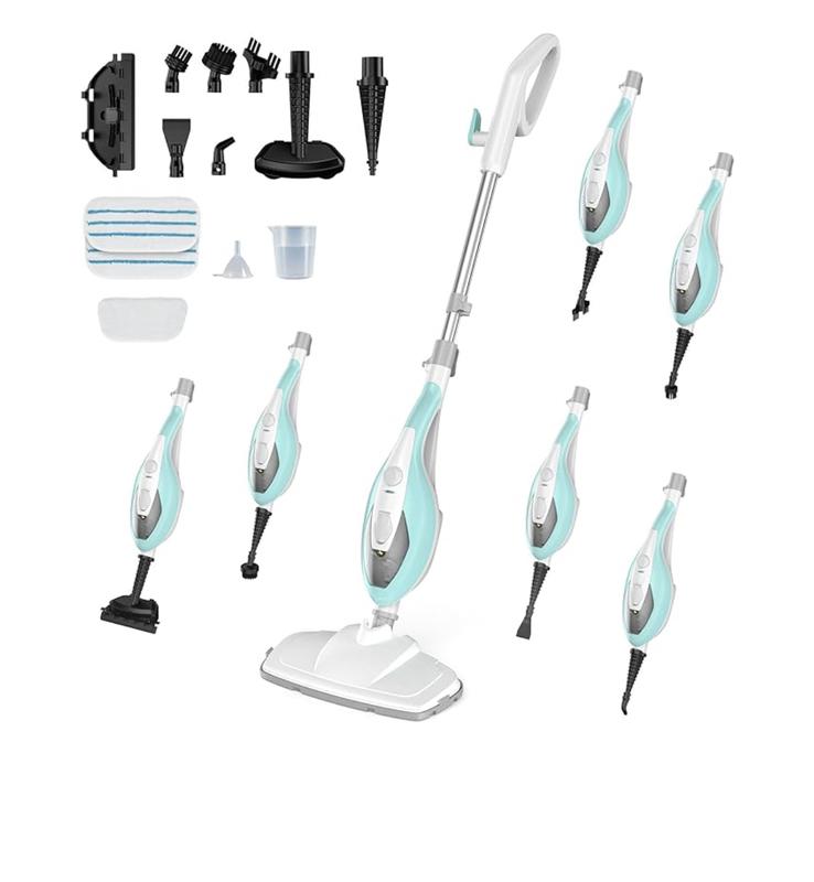 Powerful 10-in-1 Steam Mop for Home Detachable Handheld Floor Steamer with 16FT Cord & Washable Pads Cleans Hardwood Carpet Tile Grout & Windows Safe Chemical-Free Cleaning